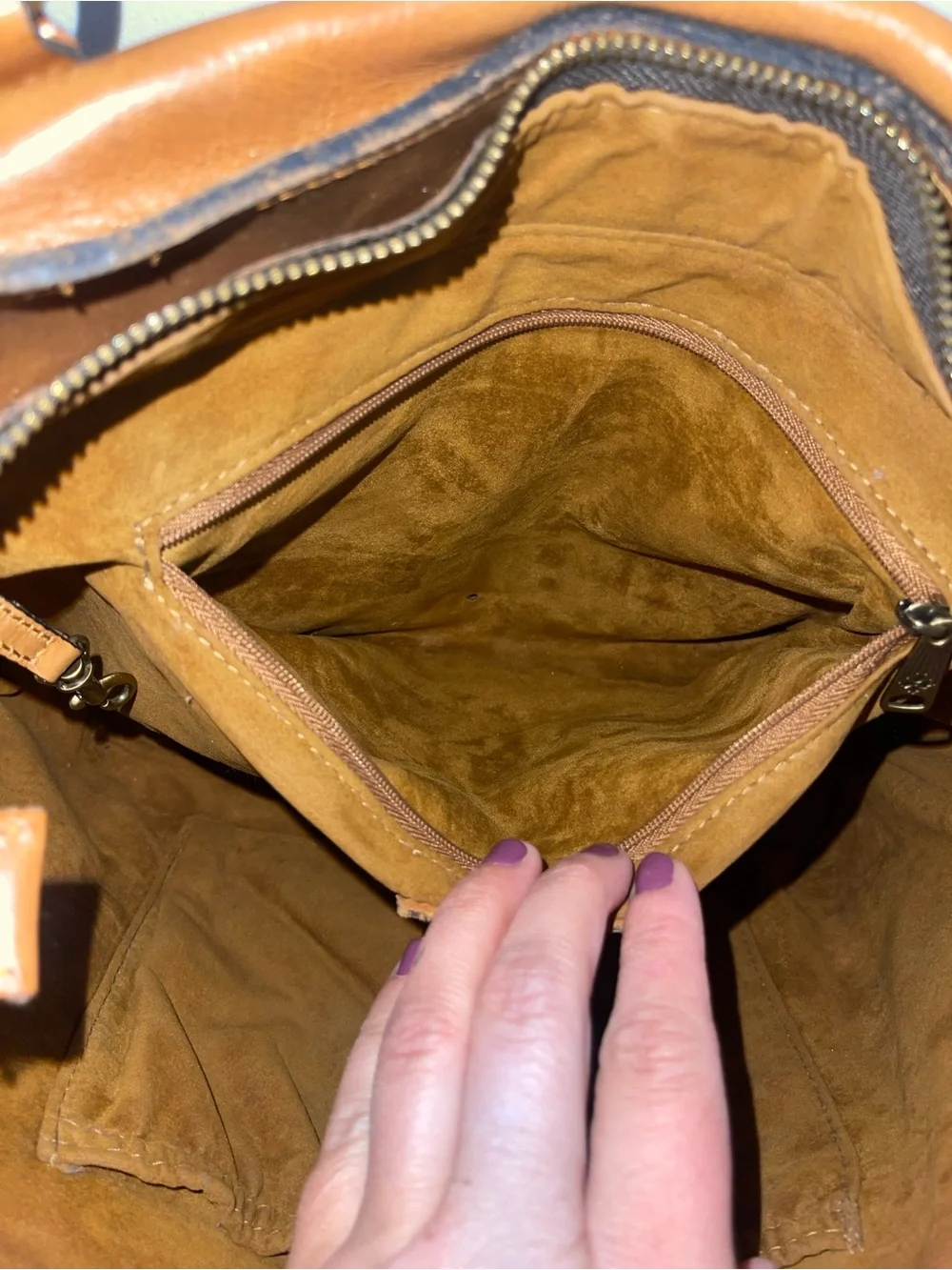 Patricia Nash Alessano Tan Leather Tote Bag Shoulder Purse Cognac Zip Top
